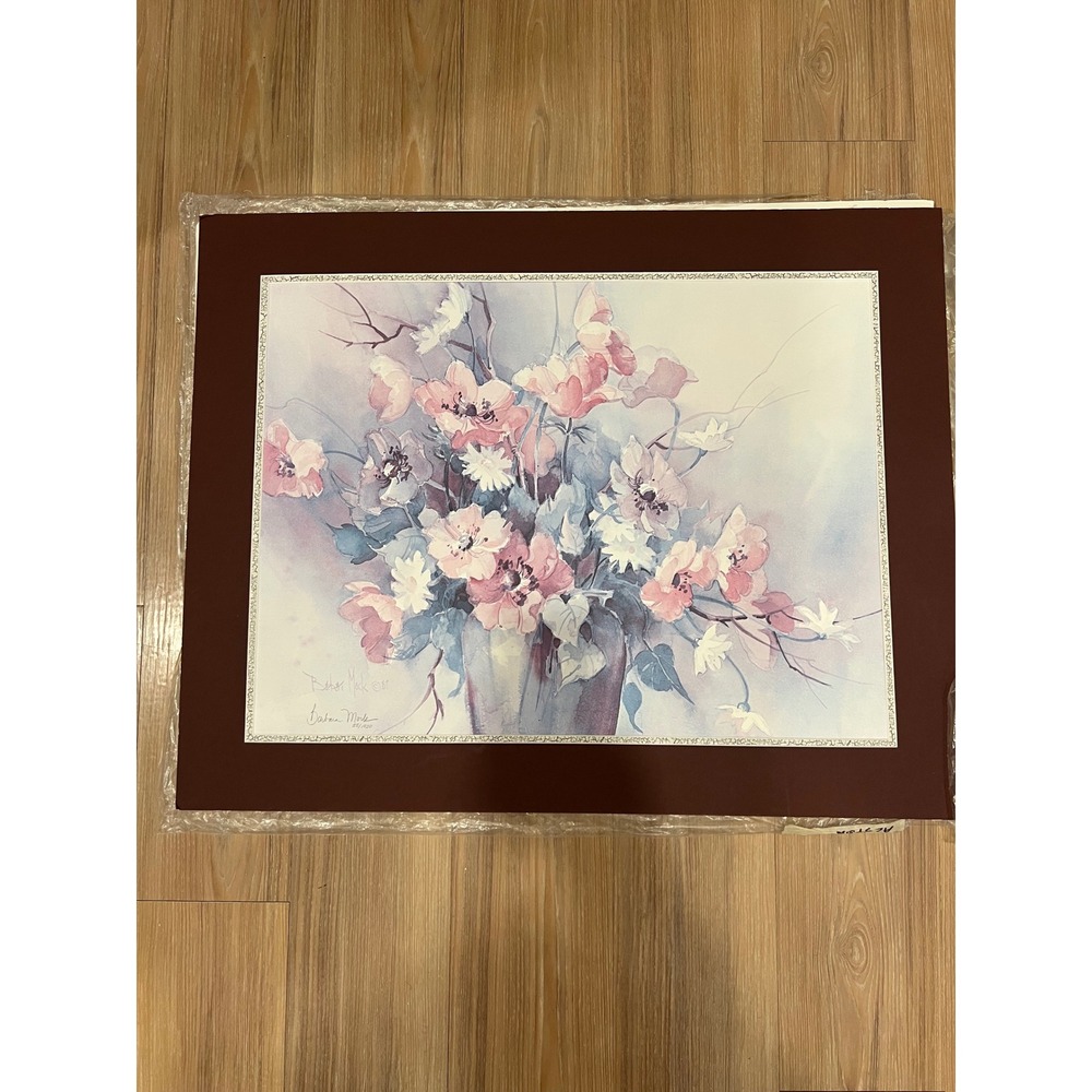 Barbara Mock Summer Splendor Signed Limited Edition Floral Print 55/1950 Mat